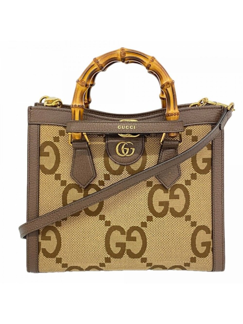Gucci Handbag Diana Canvas Leather Brown Gold 2-Way